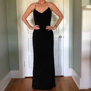 Cache Black Jersey and Rhinestone Evening Gown